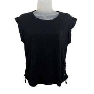 Apana Women's Medium Black Athletic Top Short Sleeve Crew Yoga Rayon